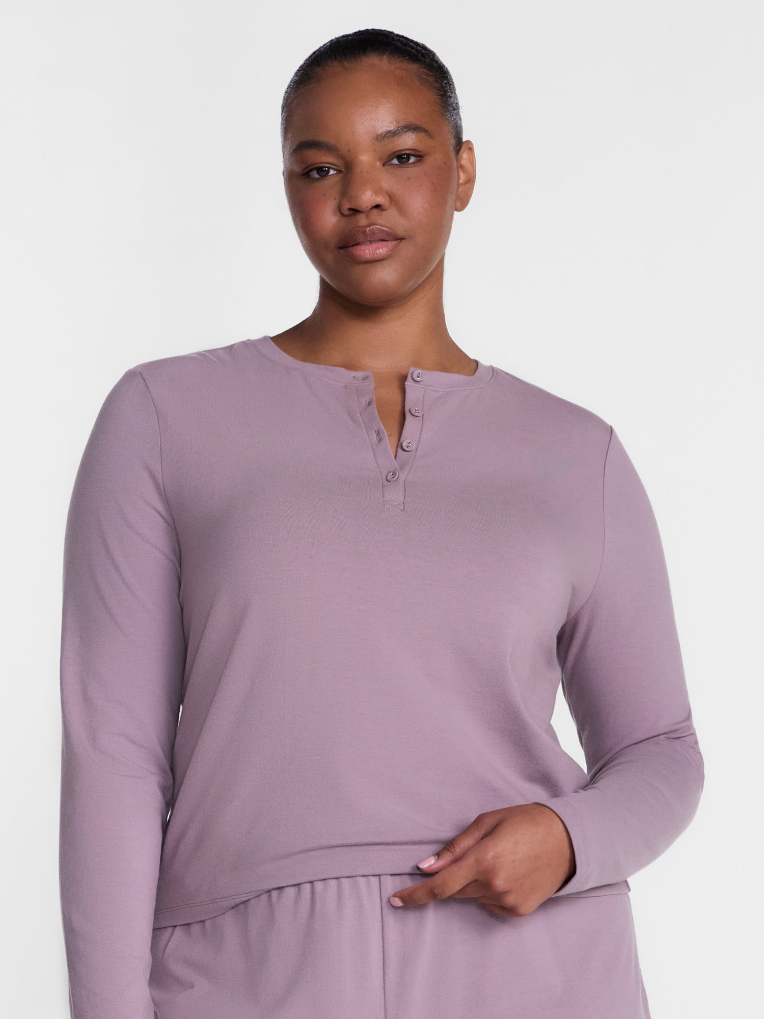 Joyspun Women’s Henley Sleep Top, Sizes S-3X