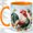 Orange, variant on Watercolor Christmas Rooster Coffee Mug, Winter Chicken Mug, Morning Coffee Tea Cup for Farmhouse Kitchen, Snowy Pine Wreath with Ornaments, Rustic Farm Nature Decor Art, Women Men