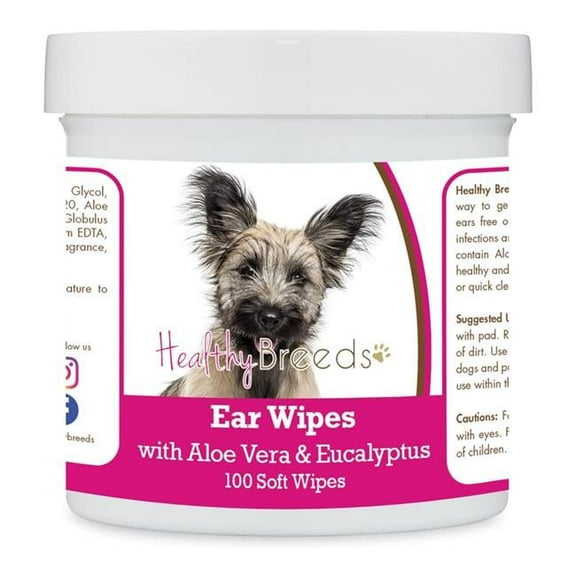 Healthy Breeds 192959824728 Skye Terrier Ear Cleaning Wipes with Aloe & Eucalyptus for Dogs - 100 Count