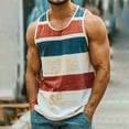 thumbnail image 2 of Mens Workout Tank Tops Beach Summer Sleeveless Shirts Men's Striped Tank Top Casual Summer Beach Tee Tops Sleeveless Crew Neck T Shirts Color Block Tees Grey L, 2 of 4