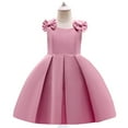 thumbnail image 2 of Mercatoo Little Girl Satin Dress Kids Toddler Baby Girls Summer Solid 𝐂osplay Ruffle Short Sleeve Bow Tie Princess Dress, 2 of 5