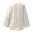 thumbnail image 5 of MIXUE Women Blouses Solid Color Round Neck Long Sleeve Loose Fit Casual Womens Summer Tops Beachwear,Beige,S, 5 of 5