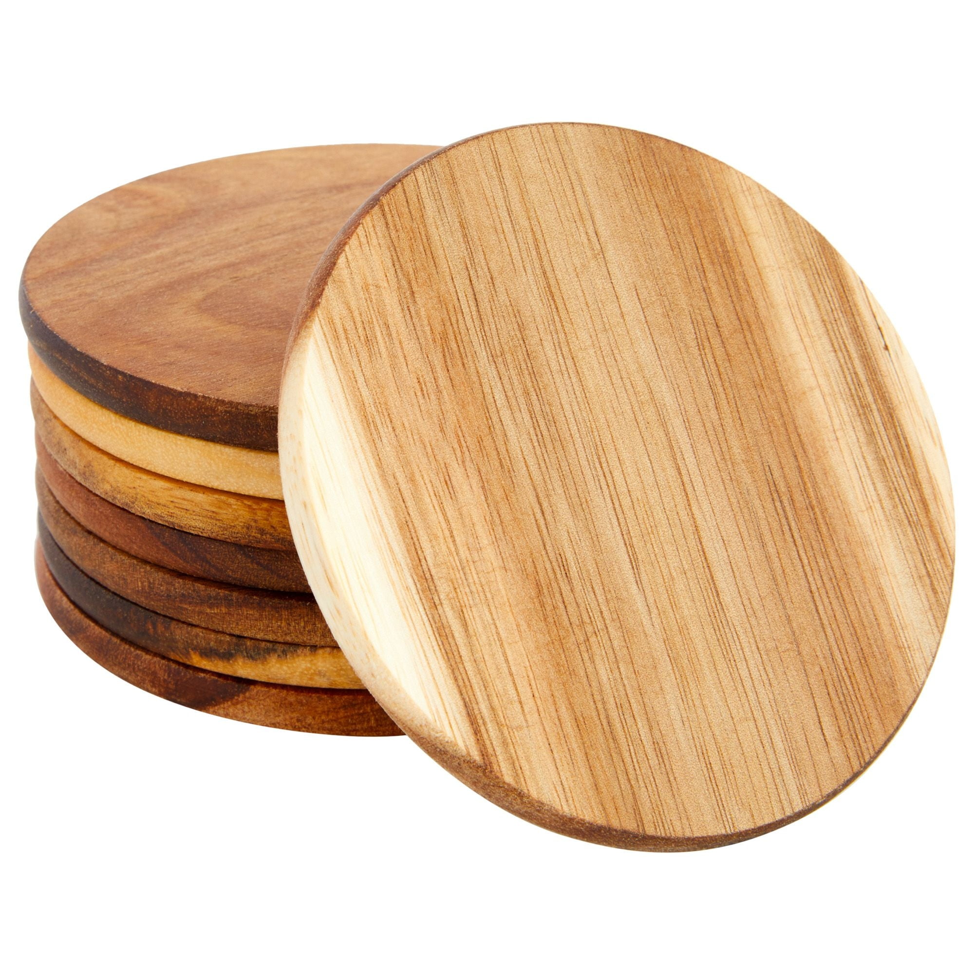 Wood Coasters for Drinks Absorbent with Holder, Acacia Wood Cork Coaster  Rustic Coasters for Coffee Table Dining Table Wooden Table Coasters for
