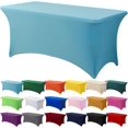 thumbnail image 1 of GFDYREE Spandex Tablecloth 6FT Stretch Table Cover Fitted Rectangular Tables, Universal Stretch Patio Table Cloth for Wedding, Banquet, Party and Event（Light Blue, 6FT, 1 of 7