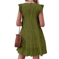 thumbnail image 3 of ORQ Women Solid Round Neck Ruffled Casual Pleated Cake Skirt, 3 of 3