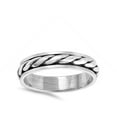 thumbnail image 4 of Oxidized Rope Twist Spinner Wedding Ring 925 Sterling Silver Band Jewelry Female Male Unisex Size 8, 4 of 4