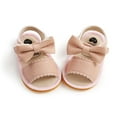 thumbnail image 6 of Xfvqtps Infant Girls Sandals Bowknot Lace Hook Loop Open Toe Non Slip Comfortable Soft Sole Leather Prewalker Breathable Soft Bottom Casual Summer Shoes Pink, 6 of 6