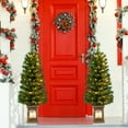 thumbnail image 2 of Costway 2 PCS 4 FT Pre-Lit Potted Christmas Tree Artificial Entrance with 3 Lighting Modes, 2 of 9