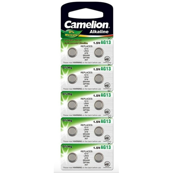 100 x AG13 / 303 / 357 / LR44 Camelion Button Batteries