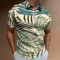 thumbnail image 2 of Vintage Hawaiian Aloha Graphic Men Zipper T-shirt Summer Casual Short Sleeve T-shirt Top, 2 of 7
