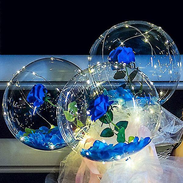 Luminous Balloon Rose Bouquet Led Light Up Bobo Ball With Rose 20 Inch Glow Bubble Balloons With zhangyuxiang LED