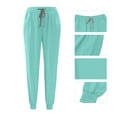 thumbnail image 5 of Nmnitkp Women's Scrubs Set Short Sleeve V-Neck Button Top Drawstring Jogger Pants Side Slit Pockets Four-Way Stretch Moisture-Wicking Antimicrobial Caregiver Nursing Medical Uniforms Mint Green,XL, 5 of 9