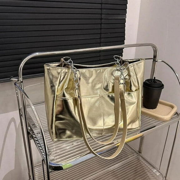 JUYGO Silver PU Leather Womens Tote Bag Large Capacity Shoulder Bags for Girls Shopper Bolsas Luxury Designer Female Travel Handbags