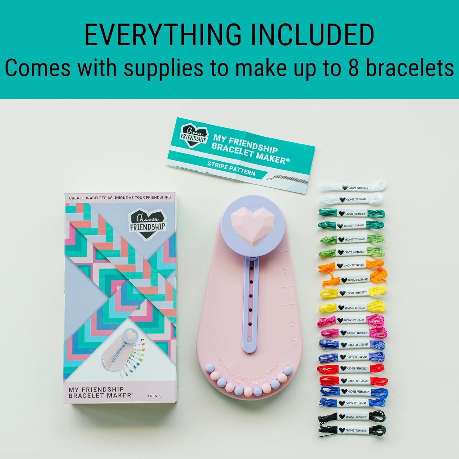 Choose Friendship My Friendship Bracelet Maker (New and Improved) 20 Pre-Cut Threads, Blush Berry, 8+