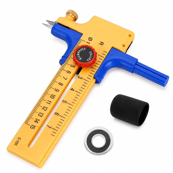 ABCISI Circle Cutter for Paper, Adjustable 1-15 cm Rotary Compass Cutter with Fixed Grip and Blade Cover, Precision Round Cutting Tool for Cardstock, Crafts, Scrapbooking and DIY