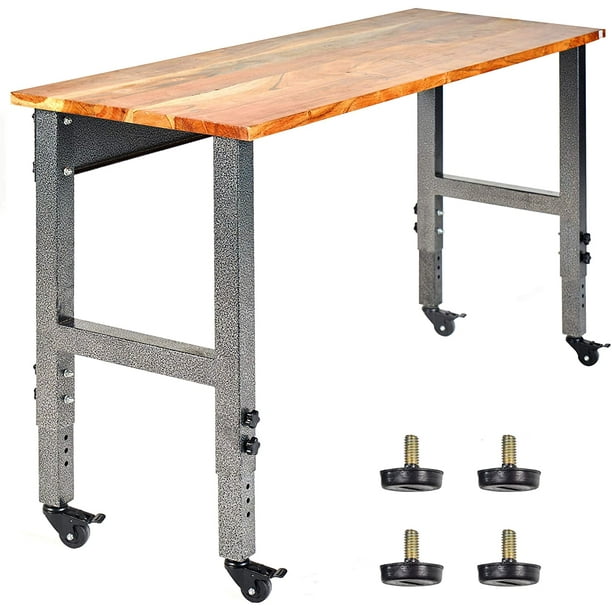 Mobile Garage Workbench W Casters 48 Acacia Hardwood Top Adjustable Height Legs Great Office Work Tool Bench Com - Best Adjustable Height Workbench Mobile Garage Workbench W Casters 48 Acacia Hardwood Top Adjustable Height Legs Great Office Work Tool Bench Com - Best Adjustable Height Workbench