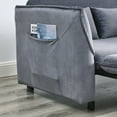 thumbnail image 6 of 57"W Convertible Sofa Bed with Side Pockets and Throw Pillows, Velvet Sleeper Sofa with Sturdy Metal Frame, Multi-Functional Pull-Out Sofa Bed for Living Room, Bedroom, Grey, 6 of 7