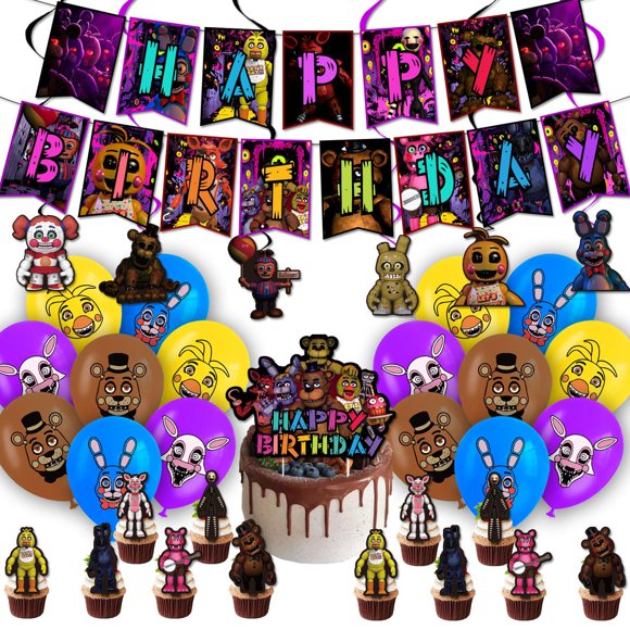 Nights Freddyed Birthday Supplies Balloon Banner Cake Topper Tableware Birthday Party Decoration Baby Shower