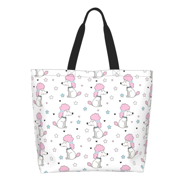 Disketp Cute Poodle Dog Bolsa Tote Estampada para Mujer, Bolso de Hombro y de Mano para Compras y Viajes