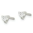 thumbnail image 3 of 925 Sterling Silver Prong set Post Earrings Basket setting 3mm Love Heart CZ Cubic Zirconia Simulated Diamond Stud Earri, 3 of 6