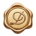 thumbnail image 1 of Pegatinas Yoption con sello de cera con inicial en D, paquete de 50 unidades, bronce dorado, 1 of 7