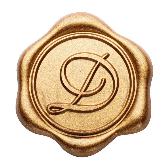 Pegatinas Yoption con sello de cera con inicial en D, paquete de 50 unidades, bronce dorado