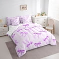thumbnail image 3 of Feelyou Cool Girl Bowknot Bedding Comforter Set 7 Pieces, Fashion Princess Ribbon Full Bedding Set, Kawaii Bow-tie Bow Black Reversible Fitted Sheet Flat Sheet, Ultra Soft Bedroom Decor, 3 of 8