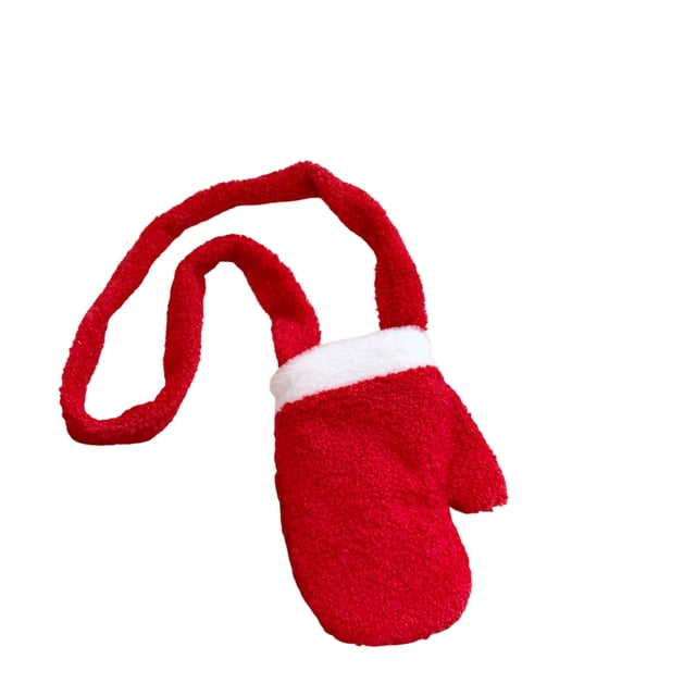 Bolsos de peluche con forma de guantes, bandolera navideña, bolso bandolera rojo con forma de guantes, bolsas de regalo de dulces, bolso de hombro, bandolera decorativa navideña para tus amigos.