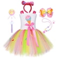 thumbnail image 2 of Candy Patch Flower Niños Fiesta de cumpleaños Vestidos de tutú con diadema Pink Ice Cream Kids Dress para niñas Ropa de lujo OutfitS (18-24M) Gao Jinjia LED, 2 of 2
