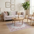 thumbnail image 3 of ODIKA Pink Delicate Motif Blush Ivory Symmetrical Alfombra Para Pet Friendly & Kids Safe Play for Playroom, Bedroom, Reading Nook, 3 of 7