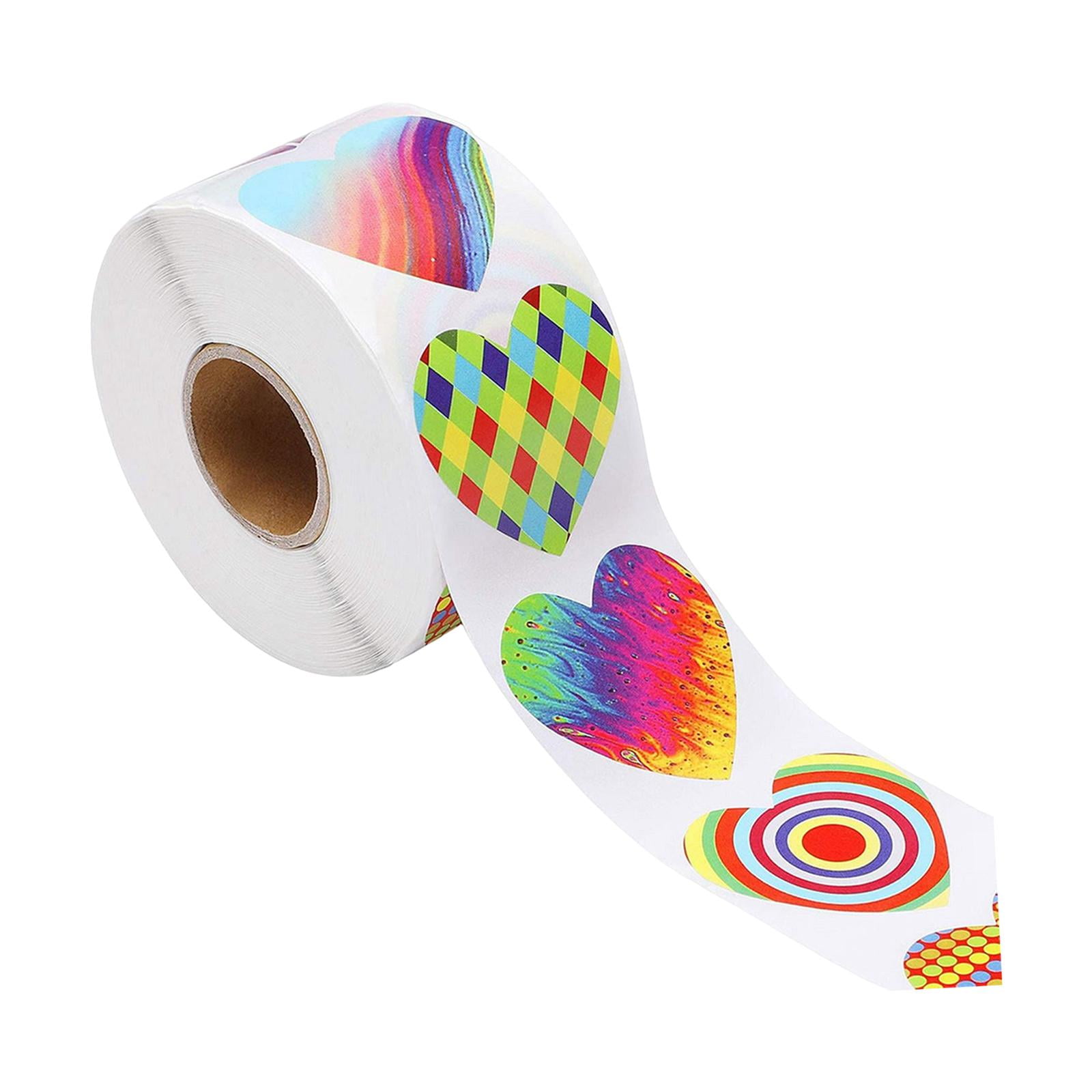 Milageto 2x500 Pieces Heart Stickers Roll for Valentine'S Decor Party Favor Supplies 4 Pcs