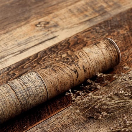Wood Contact Paper Kitchen Peel and Stick Wallpaper, Self Adhesive Removable Wallpaper Countertops Waterproof, Shiplap Wall Paper Wood Vinyl Wrap for Cabinets Rustic Brown 17.5" x 393"