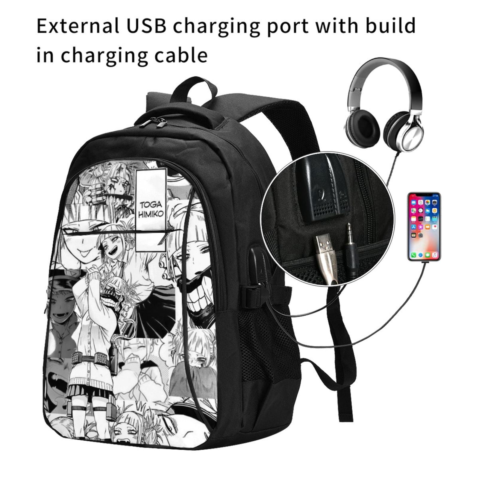 My Hero Academia Himiko Toga Travel Backpack With Usb Charging