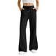 thumbnail image 1 of Amzcrzy Pantalones de Sudadera para Mujer de Pierna Ancha Suaves - Pantalones Casuales de Cintura Alta con Cordón Elástico, Color Sólido Clásico, con Bolsillos y Corte Acampanado, Tallas S-2XL Negro, 1 of 9