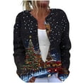 thumbnail image 2 of Cutuoiiu Christmas Womens Shirts Button Long Sleeve Cardigan Womens Funny Xmas Open Front Coat Gifts for Women, 2 of 5