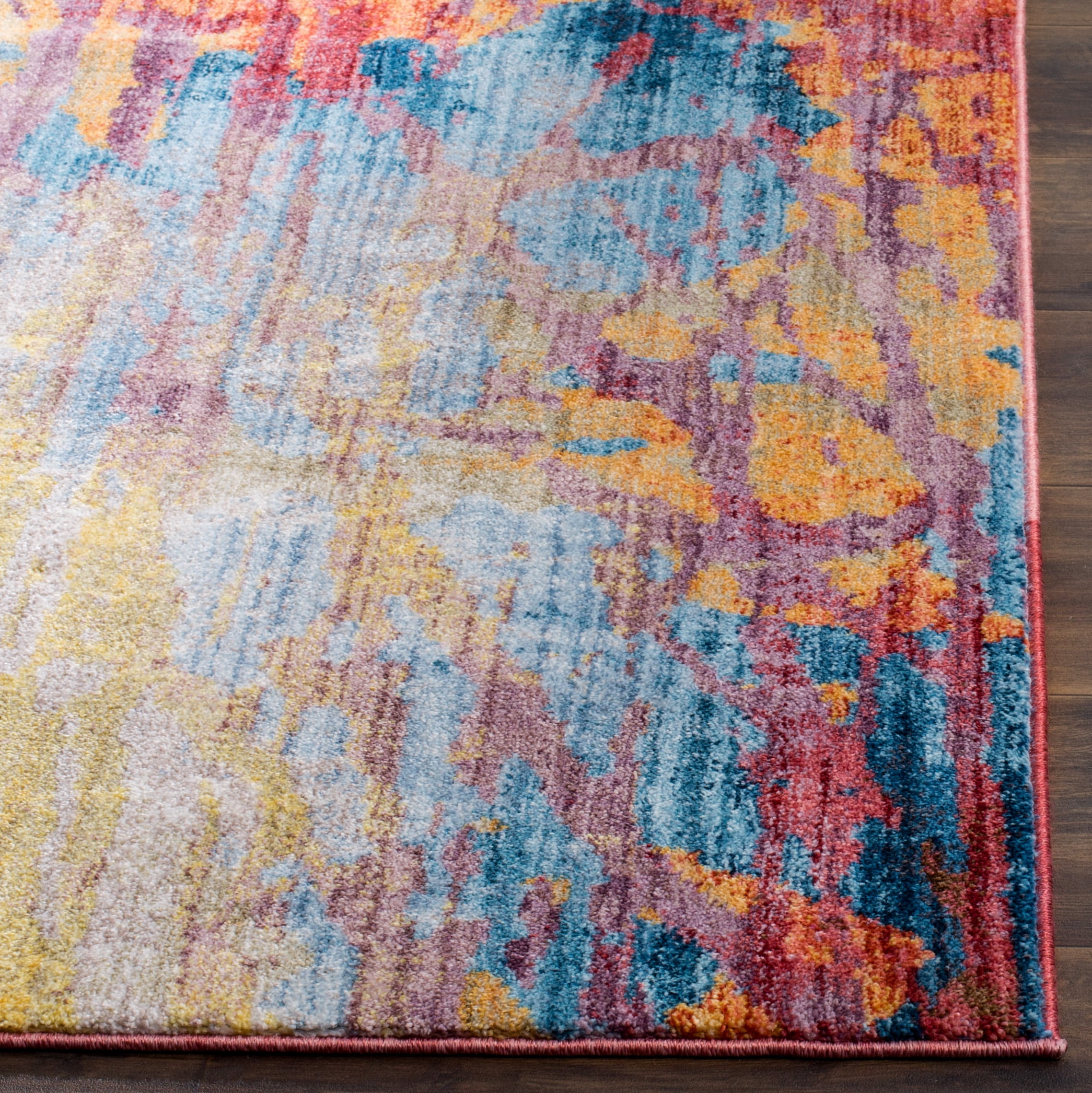 SAFAVIEH Bristol Paisley Geometric Polyester Runner Rug, Blue/Rust, 2'3" x 8'