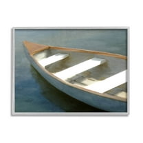 Stupell Industries Lone Canoe Boat Floating Deep Lake Painting Gray Framed Art Print Wall Art, Design by Kim Allen