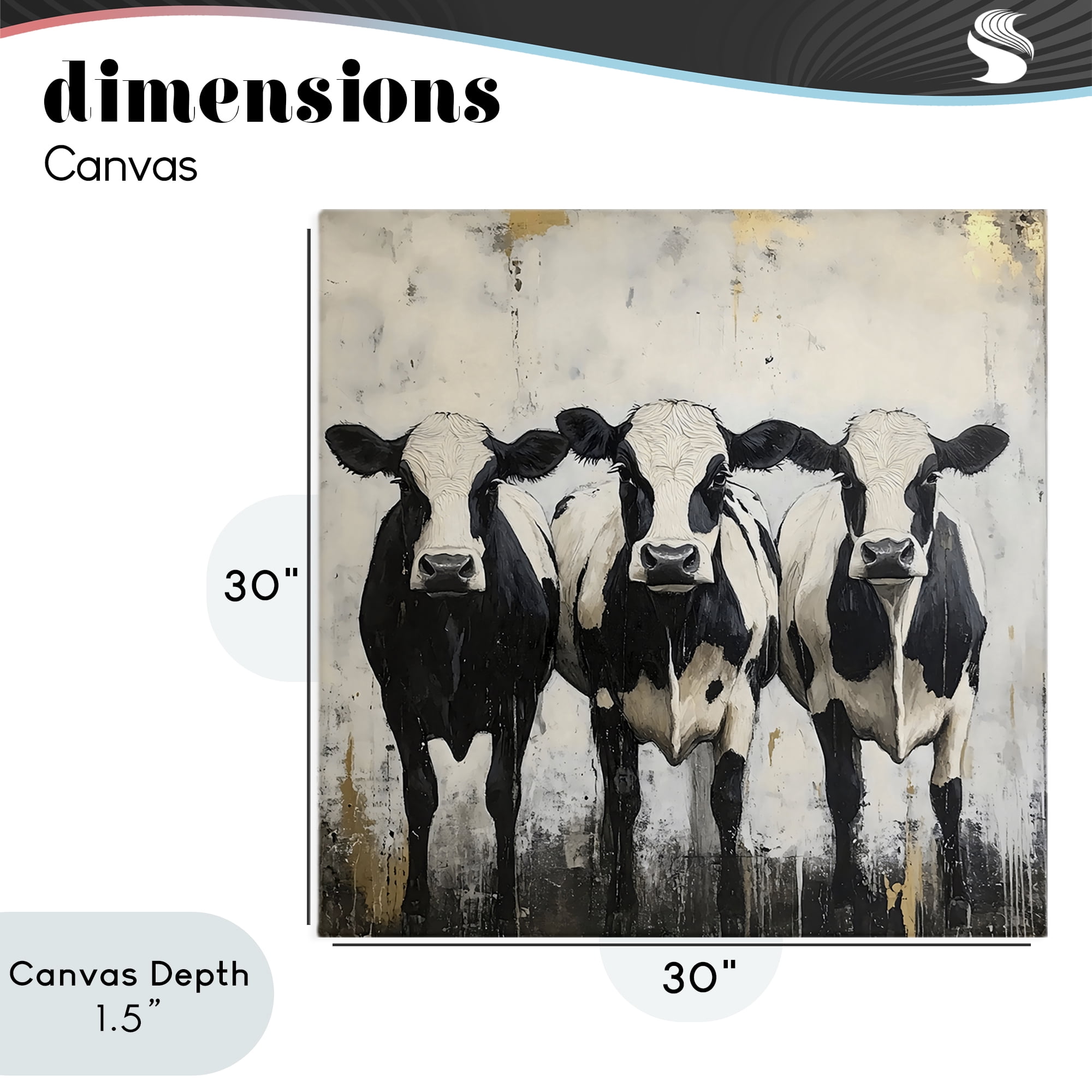 Stupell Industries Three Spotted Cows Canvas Wall Art, design by Creative Studio