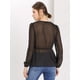thumbnail image 5 of INSPIRE CHIC Top de gasa transparente con mangas largas y cuello en V profundo para mujer Negro M, 5 of 6