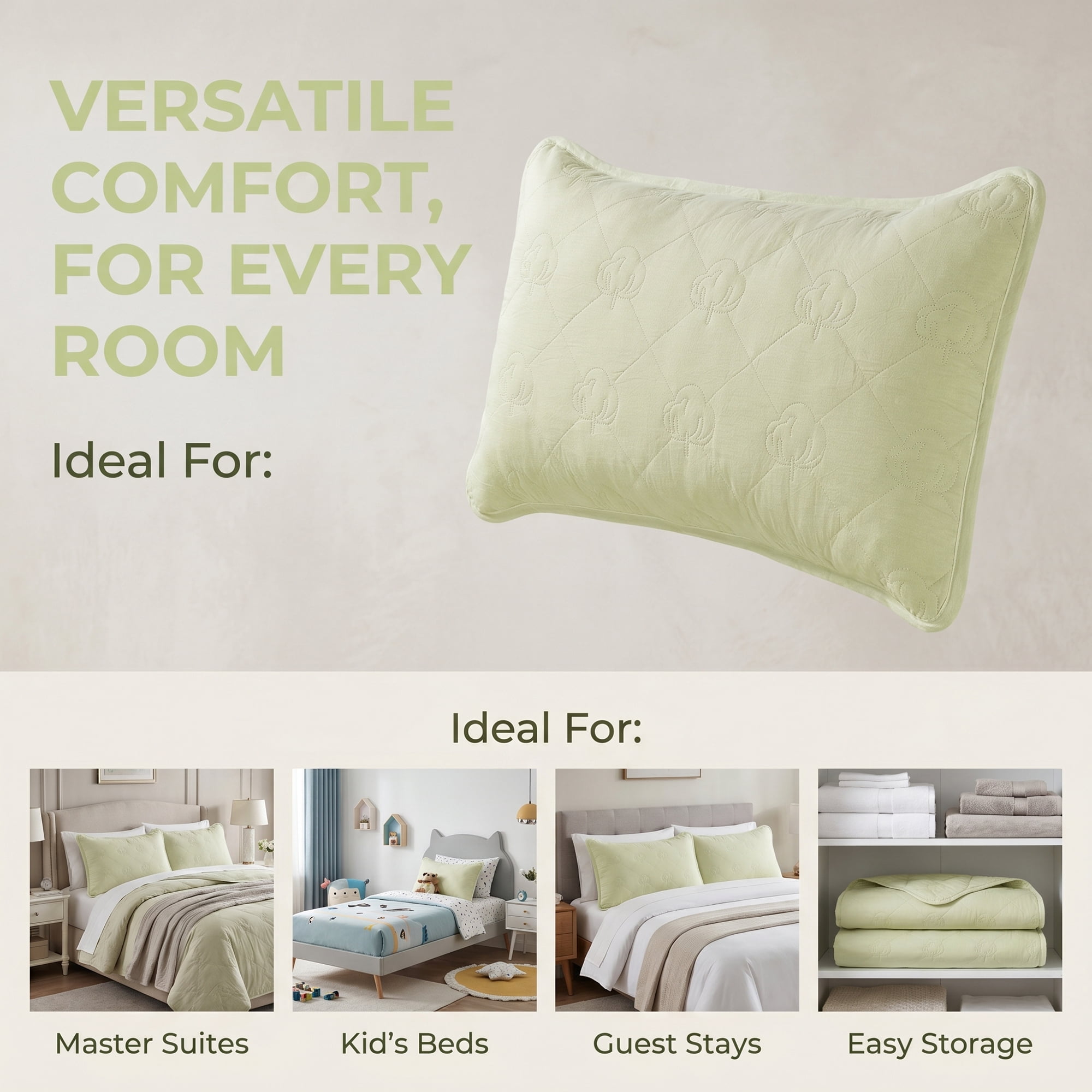 Unique Bargains 1 Pack Breathable Hypoallergenic Cotton Pillow Protector Light Green
