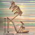 thumbnail image 6 of Stiletto Heels for Women Sparkly Floral Rhinestone Spiral Strap High Heeled Sandals Wedding Dress Shoes Gold Size 8.5, 6 of 8