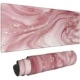 thumbnail image 1 of Pink Glitter Marble Gaming Mouse Pad XL, Extended Stitched Edges Mousepad, Large Mouse Mat Desk Pad, Long Non-Slip Rubber Base Mice Pad（31.5x12 Inch）, 1 of 5