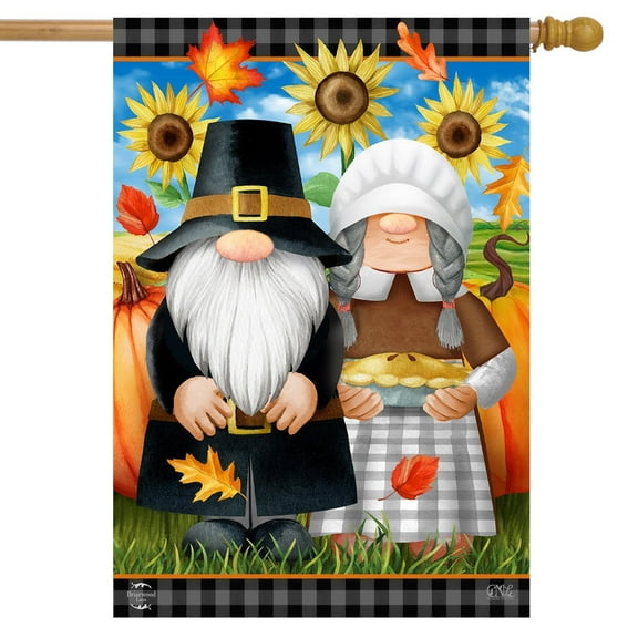 Briarwood Lane Thanksgiving Gnomes Humor House Flag