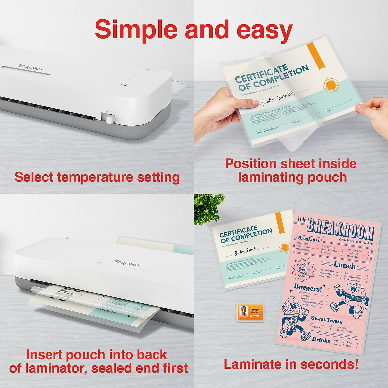 Staples Thermal & Cold Laminator 12.9" Width White/Gray (OL312S)