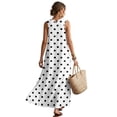 thumbnail image 2 of Jiueut Polka Dot Print Sleeveless Maxi Dress for Women, Women Summer Casual Beach Tank Dress with Pockets Long Dresses, Crewneck, Loose Fit Breathable, S, 2 of 7