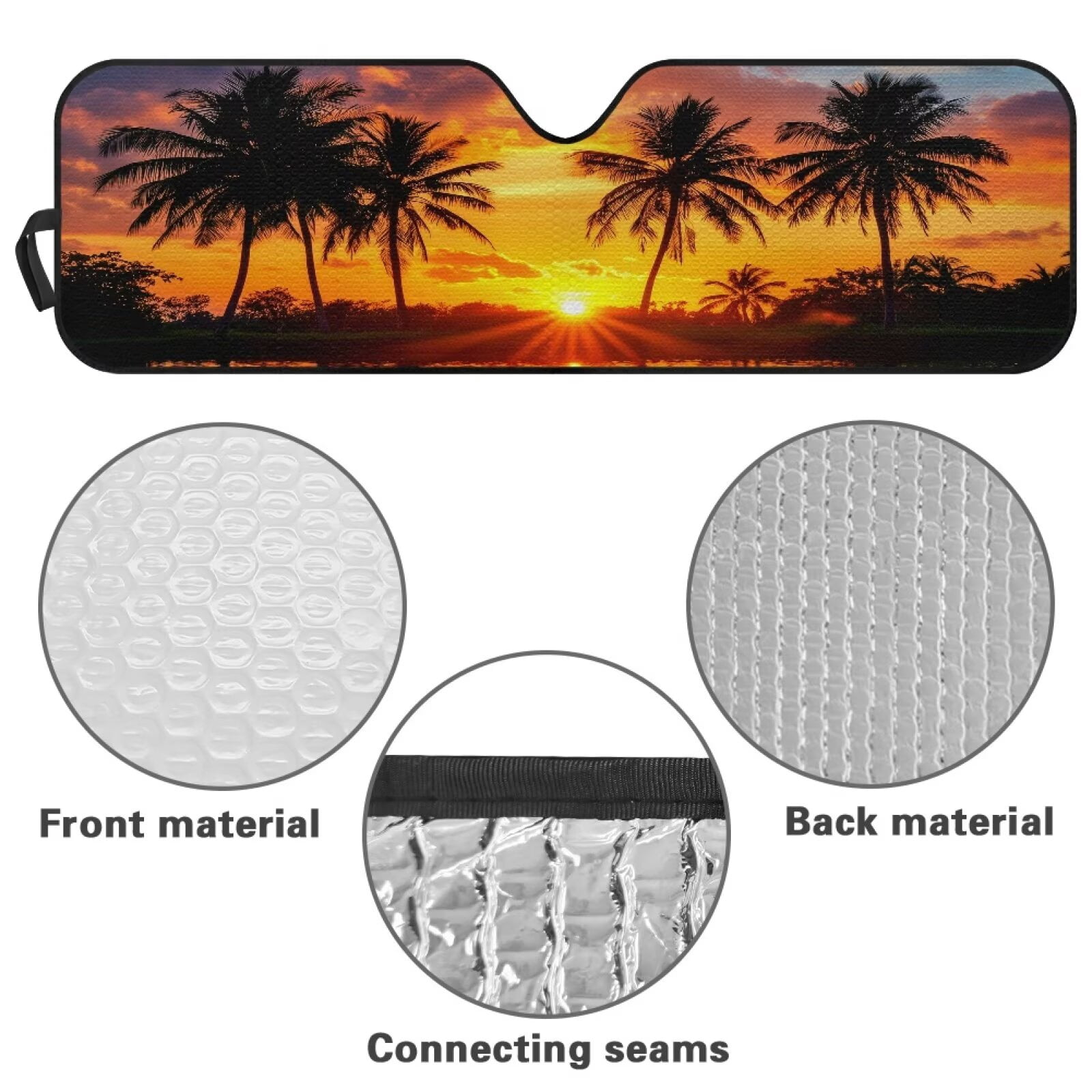 Binienty Car Windshield Cover Sun Shade Tropical Palm Tree Sunset Automotive Windshield Sunshades for Jeep Wrangler JKU 4-Door 2007-2018 Auto Outdoor Protective Accessories