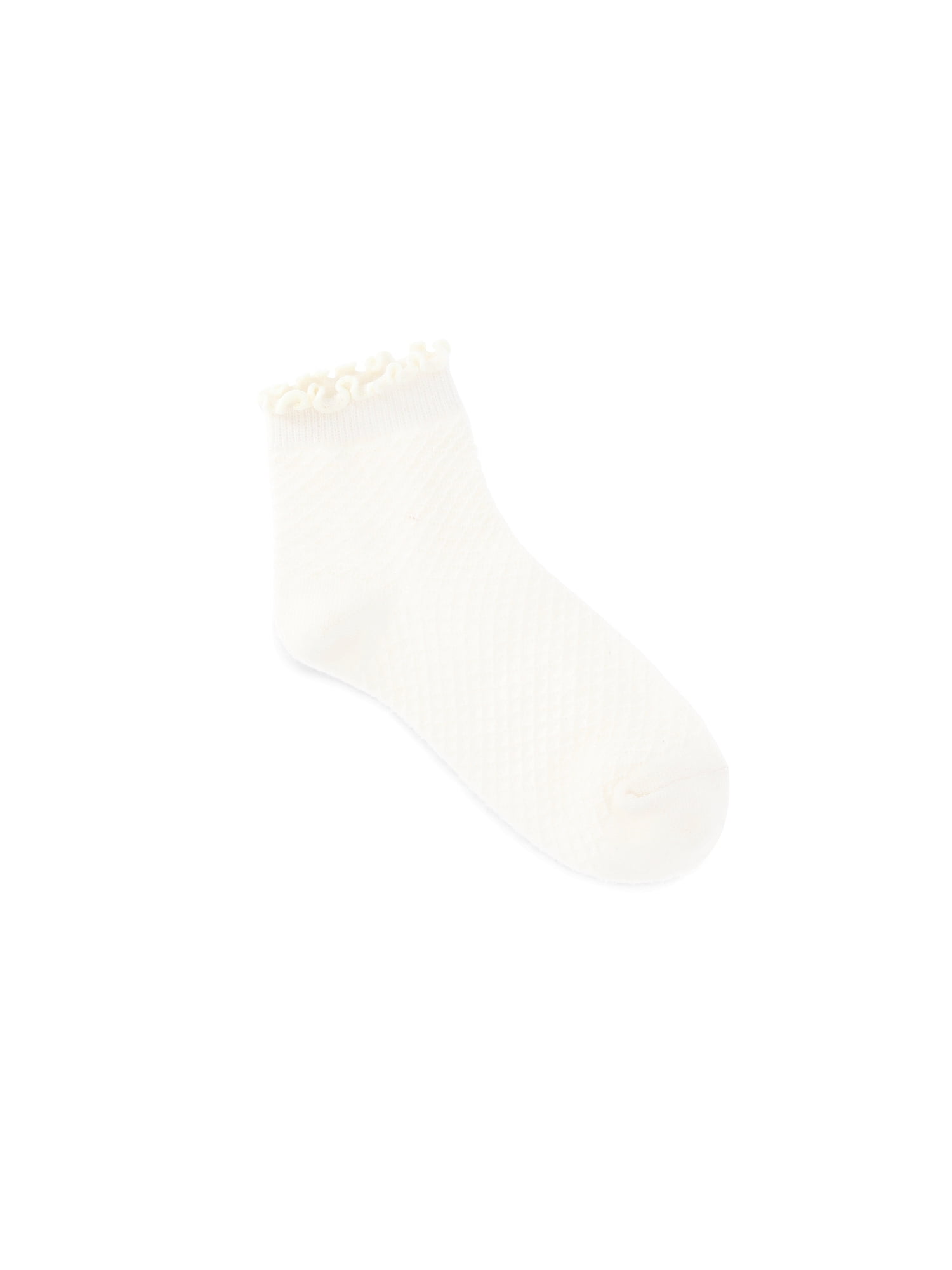 Wonder Nation Girls' Textured Lettuce Edge Ankle Socks, 3-Pack, Sizes S-L