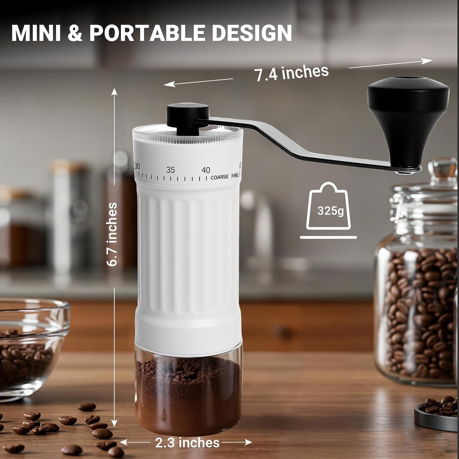 Mini Manual Coffee Grinder with 40 Adjustable Settings, Portable Hand Coffee Bean Mill with 30g Capacity, Conical Burr Coffee Grinder with Crank for Travel, Camping, Office, Espresso, Pour Over, etc