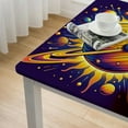 thumbnail image 4 of Round Tablecloth, Colorful Planets Cartoon with Sun Solar System Themed Illustration, Circle Table Cloth Cover for Dining Room Kitchen Decoration, Indigo and Multicolor, 4 of 7
