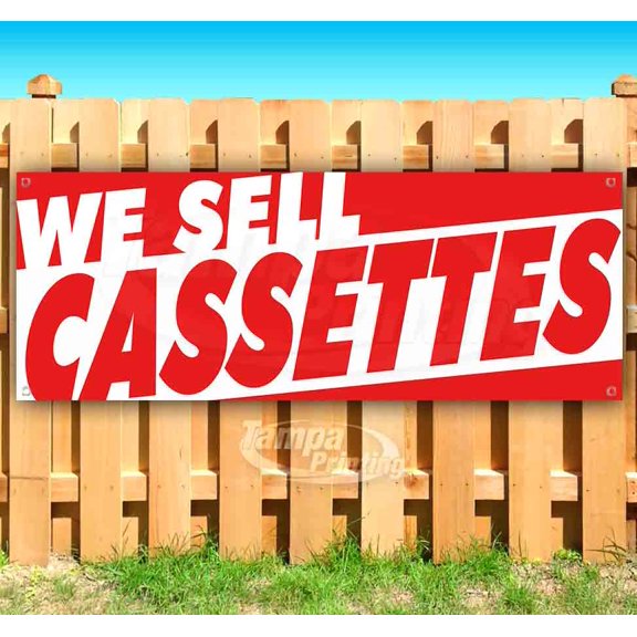We Sell Cassettes 13 oz Vinyl Banner With Metal Grommets